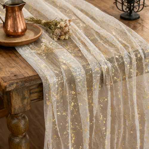 Chemin de Table Doré Chemin de Table 70x300cm Décoration de Table avec Feuille de Paillettes...