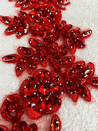 image for Zbroh Handmade red/White//Green/Blue Rhinestones Applique Sewing Beads