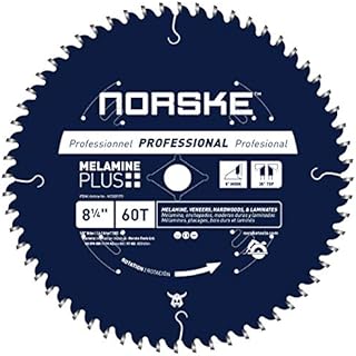 Norske Tools NCSBP272 8-1/4 inch 60T Melamine Plus Saw Blade for Ultra-Smooth Cutting of Melamine, Laminates, Hardwoods and Laminate Flooring 5/8 inch Bore with Diamond Knockout
