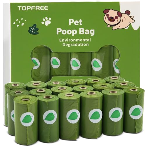 Topfree Poo Bags for Dog Waste, 18 Rolls 270 Dog Poop Bags, Super Strong 100% Leak Proof Biodegradable (Green) Topfree Poo Bags for Dog Waste, 18 Rolls 270 Dog Poop Bags, Super Strong 100% Leak Proof Biodegradable (Green)