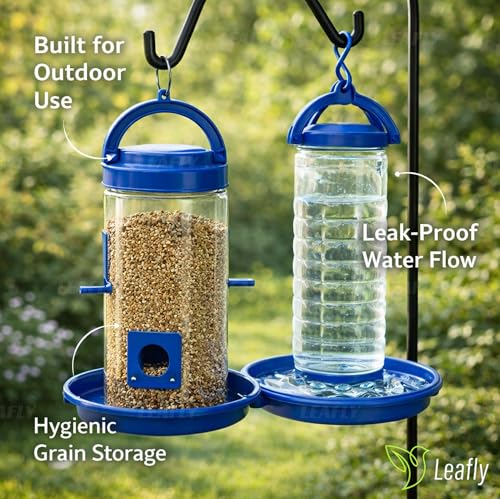 Image of Leafly Bird Feeder - Hanging Bird Feeder for Balcony, Garden & Outdoor Use (Water & Food Feeder)