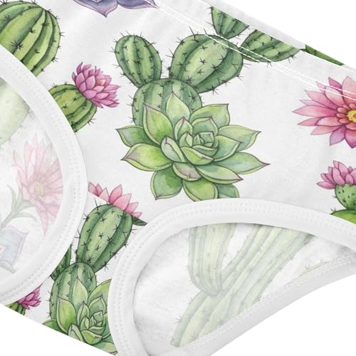 Cotton Toddlers Underwear Floral Watercolor Cacti Succulents Flowers Cute Panties Girl Fun Print Underpants Briefs 2t4