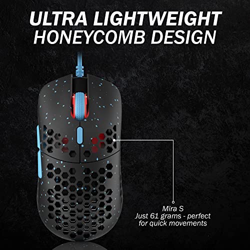 Souris de jeu nid d'abeille 12000 ppp avec 6 boutons programmables Mira S