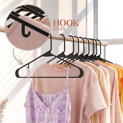 Plastic Hangers 50 Pack Black - Clothes Hangers - Makes The Perfect Coat Hanger and General Space Saving Hangers for Closet and New Apartment Essentials - Percheros Ganchos para Colgar Ropa Hangars - Image 6