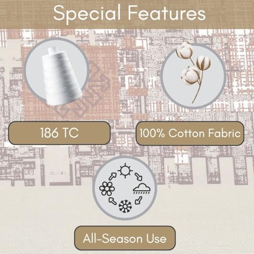 Image of Mafatlal 186 TC Spring Glory Cotton Bedsheet King Size | 108 x 108 Inches | Moisture-Wicking Summer Bedding for Breathable Sleeping Comfort | 2 Pillow Covers | Creamy White