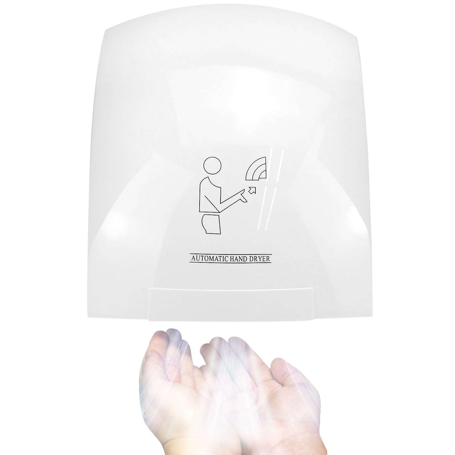 QWORK® Secador de Manos eléctrico automático, secador de Manos para Montaje en Pared, 1800W, Aire frío y Caliente Regulable, Blanco