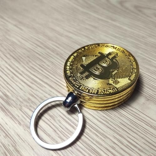 Image of Smoke King Bitcoin Coin Lighter with Keychain - Gold Finish Butane Refillable Lighter, Sliding Ignition, Adjustable Flame, Compact Pocket EDC Gift
