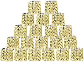 Gold Napkin Rings, Bling Rhinestone Napkin Holder for Table Christmas Wedding Birthday Party 20pcs