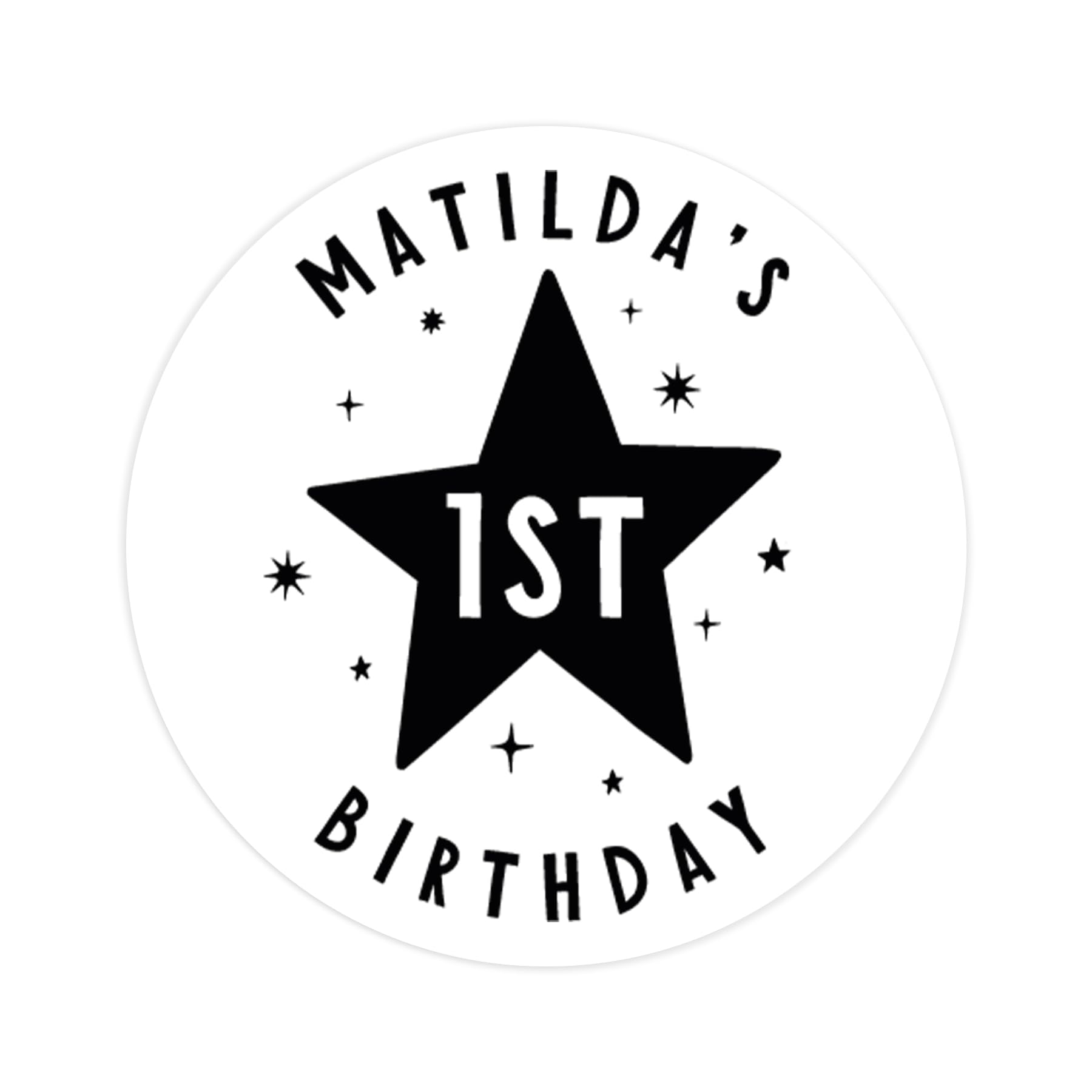 Birthday Sticker Personalised Gold foil or Black White Clear Frosted | Childrens Birthday Stickers | Kids Birthday Label Birthday Party | Birthday Labels Party (White Sticker, 7, Black Print)