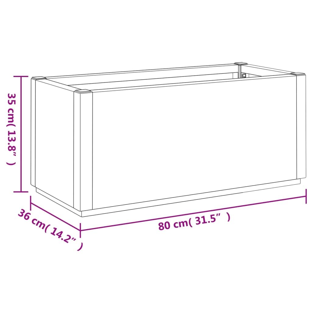 vidaXL Donica ogrodowa, biała, 80x36x35 cm, PP