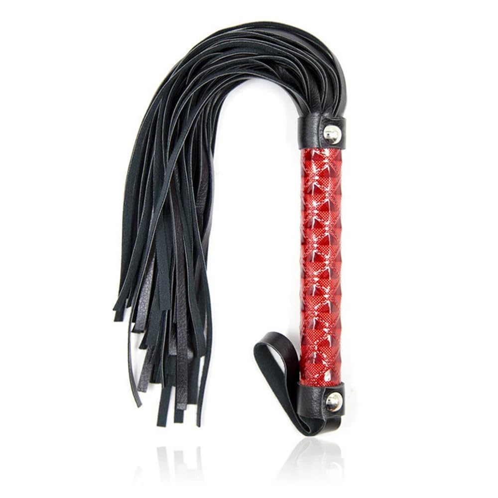 Fusta para Caballos, Juguetes para Parejas, Juego para Parejas, Puntero Negro Doble, látigo Trenzado Rojo, Juego de 3 Piezas de Pala Doble Negra y roja