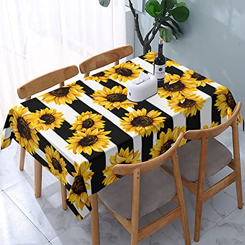 Blublu Rectangle 4-6 Seats Table Cloth, Oil-Proof Spill-Proof Decorative Microfiber Table Cover For Kitchen Dining, Party, Holiday, Christmas, Buffet Sunflower #TOP21