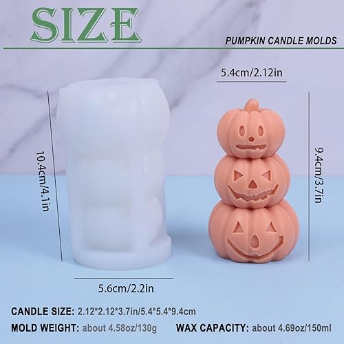 Miniatura 2 de Moldes de vela de calabaza de Halloween, 3 moldes de silicona apilados de calavera de calabaza para hacer velas, moldes de bricolaje para velas,