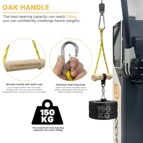 Image of POWER GUIDANCE Wooden Hangboard Portable Rock Climbing Hangboard with Suspension Training Function, Enhance Finger Grip Strength, Indoor and Outdoor Use