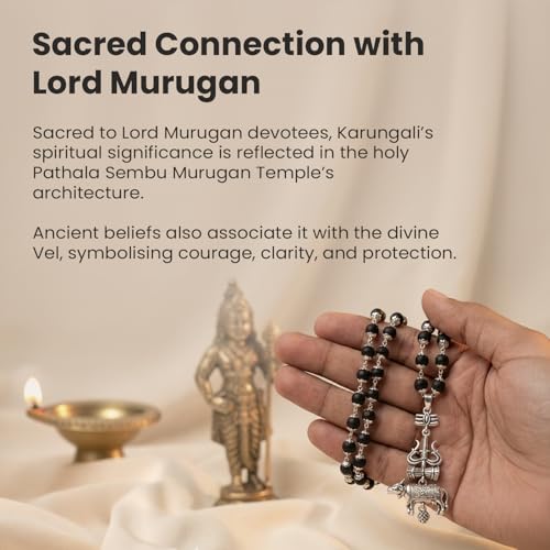 Image of Astrotalk Shiv Raksha Karungali Malai with Trishul Nandi Pendant | Karungali Mala Original 54 Beads | Blessings of Lord Shiva & Murugan | Divine Mala for Protection & Calmness | Gift for Man & Woman