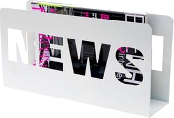 THE BEST SELLER 50263 Metal News Rack (White, 39x10x20cm)