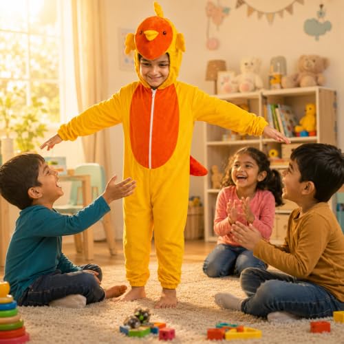 Image of Raj Costume Animal Fancy Dress Costume for Boys & Girls | Hooded Full Body Wildlife Zoo Animal Jumpsuit | Soft Costume for School Function, Fancy Dress, Halloween, Birthday, Cosplay & Role Play