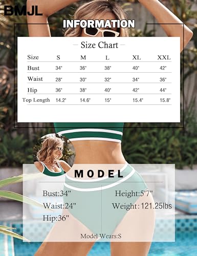 Image of BMJL Women's High Waisted Bikini Sets Sporty Two Piece Swimsuits Color Block Tummy Control Modest Bathing Suit