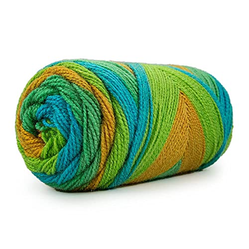 Image of Ganga Acrowools Spectrum Supersoft Knitting & Crochet Yarn | 100% Acrylic Wool Ball. Self patern Soft Hand Knitting Fancy Yarn to unleash creativity, perfect for Art & Craft, babywear, baby blanket, sweaters, ponchos, mufflers, socks, caps; threads works best with crochet hook needle; Avialable in multicolor (Pack of 1 ball = 100 grams).:; - (Green Brown - STP006)