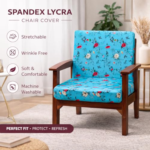 Image of STITCHNEST 'Contour Fit Series' Stretchable Printed Wooden Sofa Cover (Pack of 6) - Elastic Wooden Chair Cover | Wooden Sofa Seat Cover | Size - 20-21 x 20-21 x 3-5 in