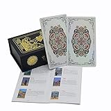 Cakunmik 78 Karten Klassisches Original Tarot Karten Europäisch Amerikanisch Blumenrücken Laser Tarot Deck Set PVC Wasserdichtes Wahrsagerei Spielzeug Mit Ratgeber Und Karten Aufbewahrungsbox,Silber