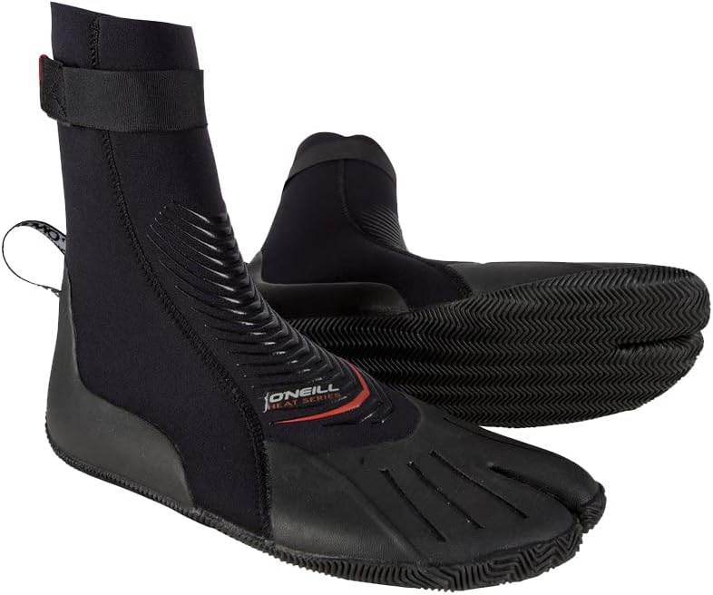 O'Neill Heat 3mm Split Toe Neoprene Boot with Textured Rubber Sole for Cold Water Surfing, Paddleboarding, Snorkeling, and Any Water Activities, Black, 15