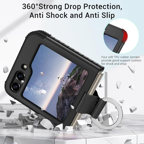 Image of BENTOBEN for Samsung Galaxy Z Flip 6 5G Case with Ring, Heavy Duty 2 in 1 Full Body Rugged Galaxy Z Flip6 Case Girls Women Boy Men Shockproof Protection Cover for Samsung Z Flip 6 6.7 inch,Black
