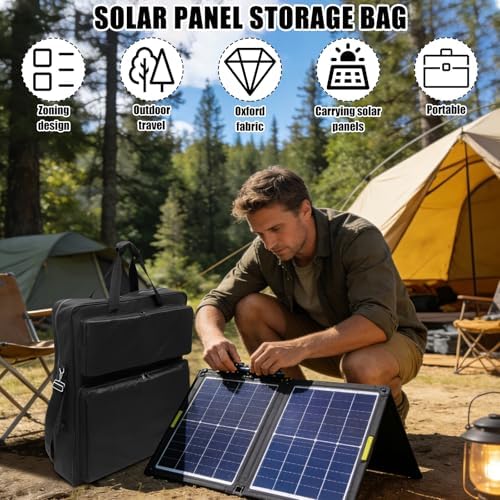 Solar Panel Storage Bag Compatible with HG0331 100W and 200W, Waterproof Padded Carrying Case with Adjustable Shoulder Strap & Pockets for Camping Travel - 2