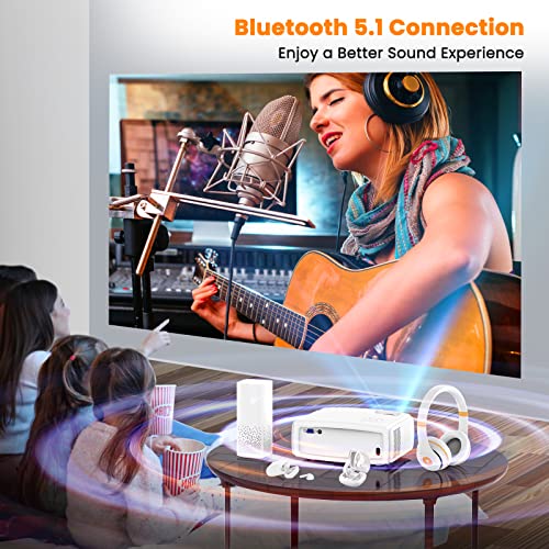 Vyser Projector With 5G Wifi & Bluetooth, 400Ansi Native 1080P Movie Projector With Screen, 4P/4D Keystone Correction, 300" Portable Outdoor Projector Compatible With Hdmi, Vga, Usb, Ios/Android #TOP3