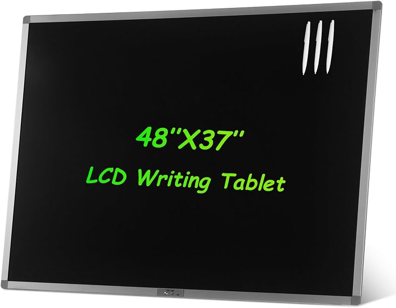48" x 37" Rechargeable Mobile Whiteboard - Black LCD Screen Smart Writing Board Wall - Mountable Dry Erase Board for Office Classroom Home