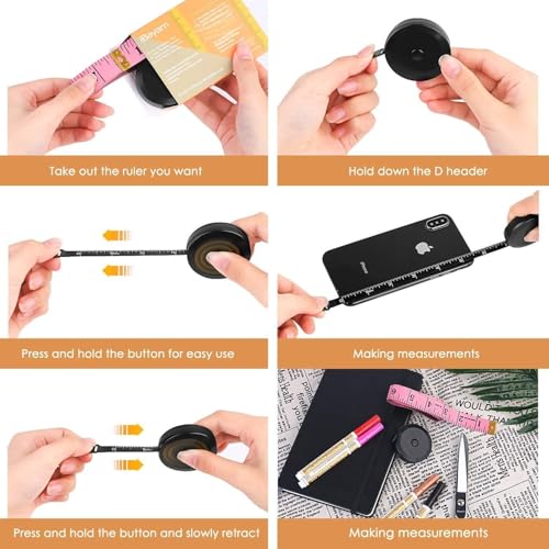 Image of iBayam 2 Pack Tape Measure Measuring Tape for Body Fabric Sewing 60 inch /150cm | Soft White& Retractable Black Double Scales Ruler, Vinyl Measuring Tape for Tailor Home Craft Body Weight Loss Cloth Knitting