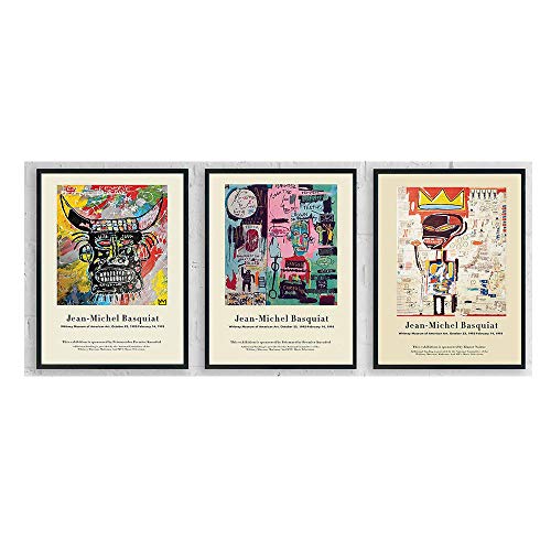 WJWGP Jean Michel Basquiat Affiche Abstraite Graffiti Peinture Fine Art Toile Tableau Galerie Murale Tableaux Street Art Affiche pour La Decoration IntéRieure 40x60cmx3 sans Cadre Cover