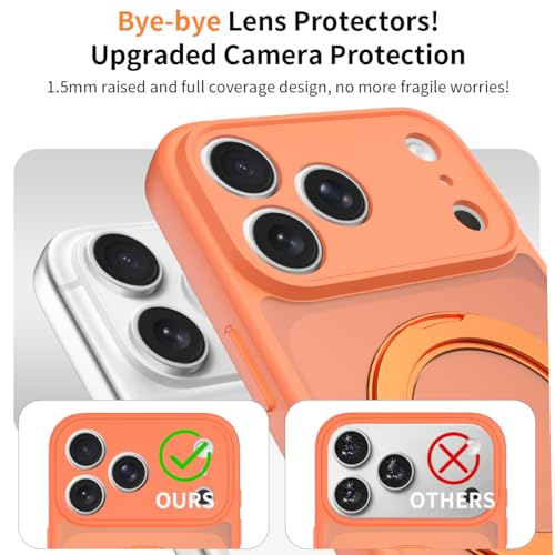 Image of Magnetic Case for iPhone 17 Pro Max With Magnetic Ring Stand, [Compatible with Magsafe] [Military Grade Drop Protection] Shockproof Phone Cover for iPhone 17 Pro Max Full Camera Protection 6.9 inch Orange