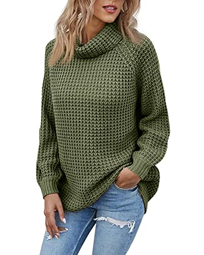 Women's Turtleneck Sweaters Oversized Lightweight Long Sleeve Pullover Loose Chunky Knit Jumper Tops2