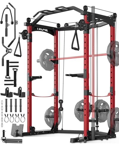 Power Cage, Multi-Functional Power Racks for Home Gym with Cable Crossover System, 1600LBS Weight Capacity Fitness Squat Rack for Strength Workout with More Training Attachment