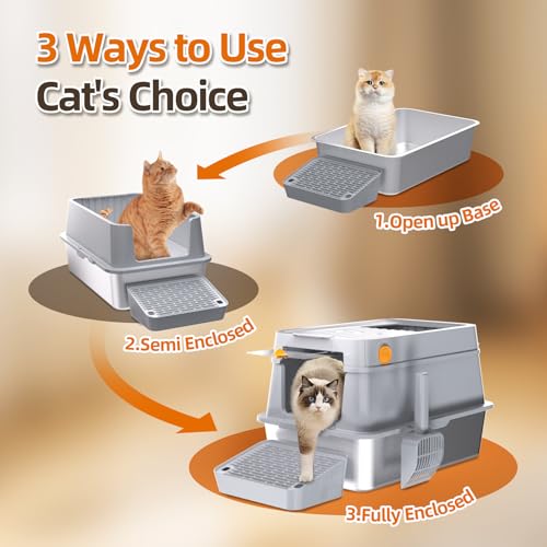 Arenero para gato de acero inoxidable 20L XL con tapa miniatura 5