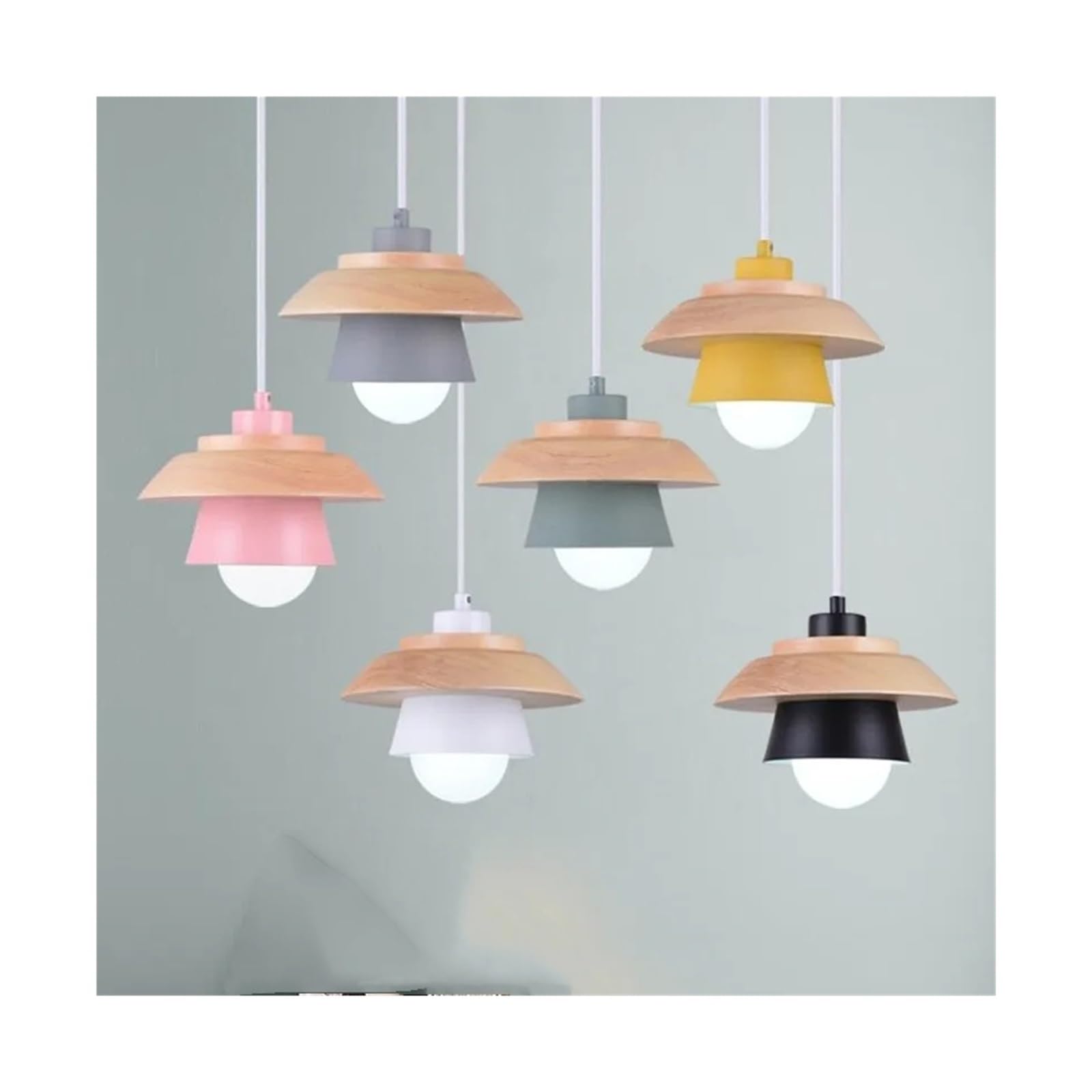 Wooden Hanging Chandelier V-intage Pendant Lighting Compatible with Living Dining Bedroom Loft Kitchen Colorful Pendant Lighting