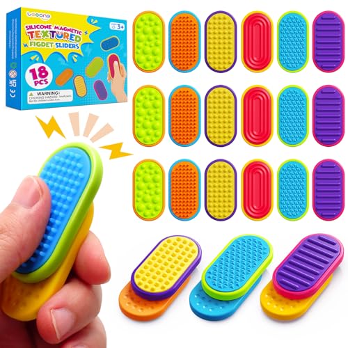 Sensory Fidget Magnet Toys for Kids: 18-Pack Textured Silicone Ma...