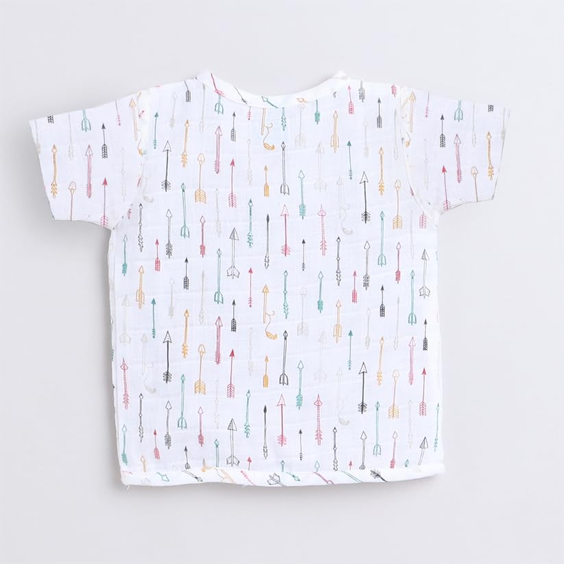 Image of Polka Tots Baby Boys & Girls Cotton Muslin Jabla Vest - Half Sleeve, Front Open, Soft & Breathable Daily Wear, Pack of 3 (Newborn)