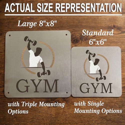 Image of GYM Sign, 8x8 Inch, Durable Steel, Dual Mount