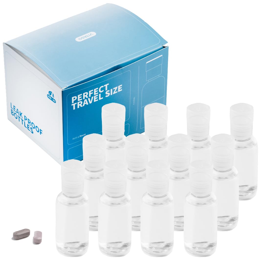 Water Bottle with Pill Container - 12 pcs 2oz Small Bottles for Travel, Compact Medicine Bottles Organizer, Travel Pill Bottle Organizer for Vitamins,
