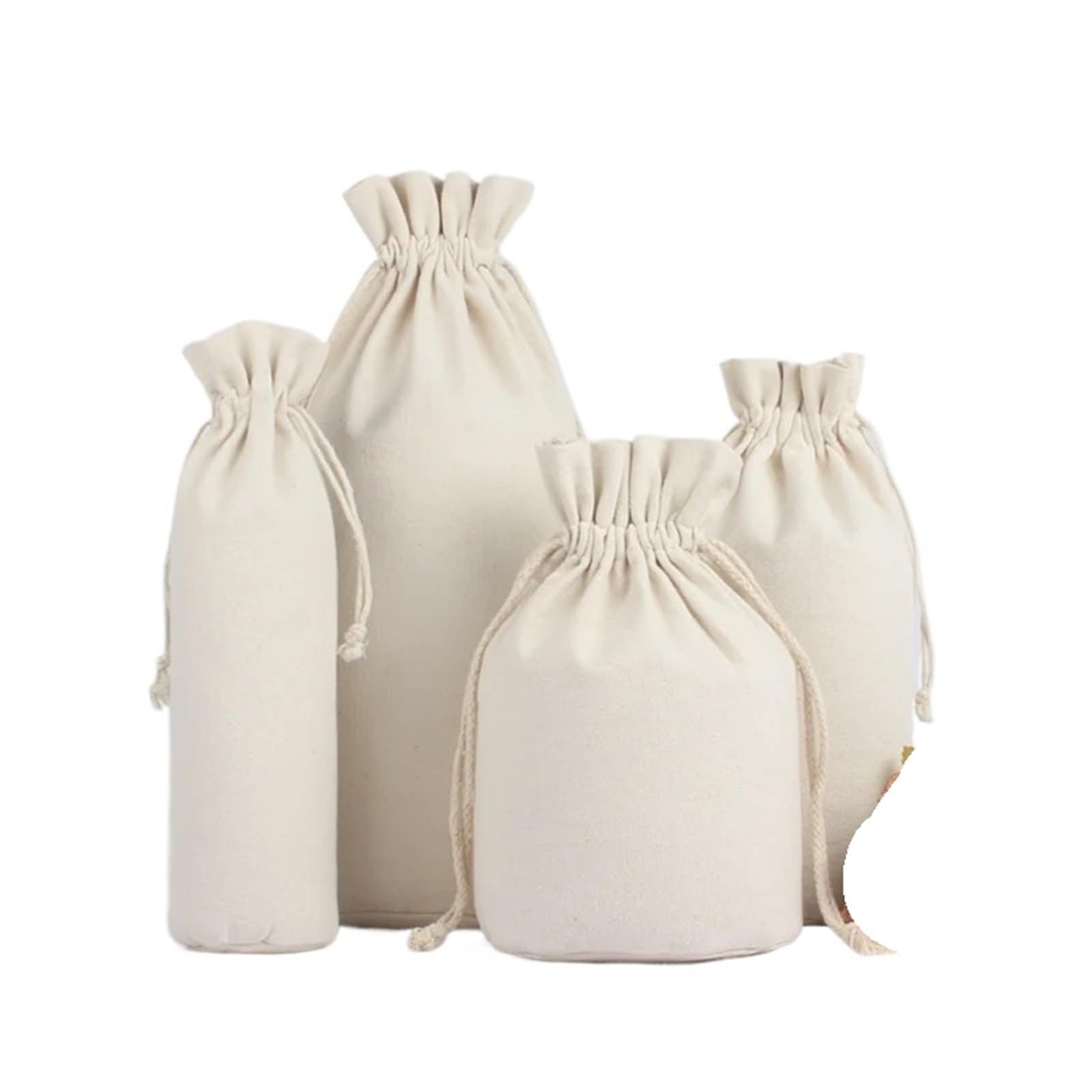 Jute Burlap Bags, 10PCS Hessian Round Bottomed Cotton Linen Rice Grain Flour Drawstring Storage Bag Reusable(17x39cm)
