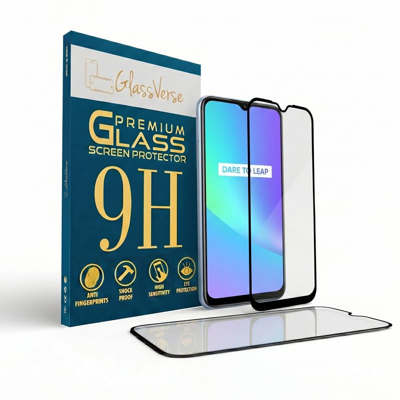 Image of GlassVerse 9H Gorilla Tempered Glass for Realme C12 | HD Clarity Screen Protector, Ultra Strong 9H Protection, Edge to Edge, Case Friendly, Hassle-less Installation Kit Included. (Pack of 2)