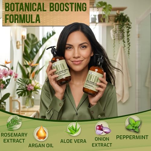 Image of Onion Shampoo and Conditioner Set - Sulfate Free Thickening Formula for Men and Women - Paraben Free Volumizing Set for Thin, Fine Hair - Volume Boosting Salon Professional Care - 16 Fl Oz (Set of 2)