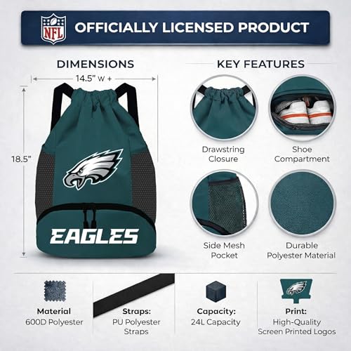 Image of NFL Philadelphia Eagles Cinch Bag - Standard Logo Drawstring Backpack