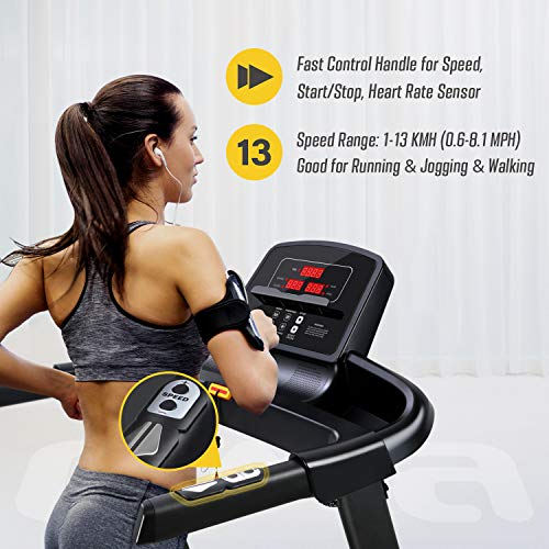 OMA Treadmills for Home, Max 2.25 HP Folding Incline Treadmills for Running and Walking Jogging Exercise with 36 Preset Programs, Tracking Pulse, Calories - Black - Thumbnail 2