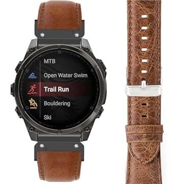 Pulseira de reposição para smartwatch Garmin Fenix 8, Lamshaw de 26 mm, 22 mm, 20 mm, respirável, de couro e silicone, compatível com Fenix 8 de 43 mm, 47 mm, 51 mm, Fenix 8, Fenix 7