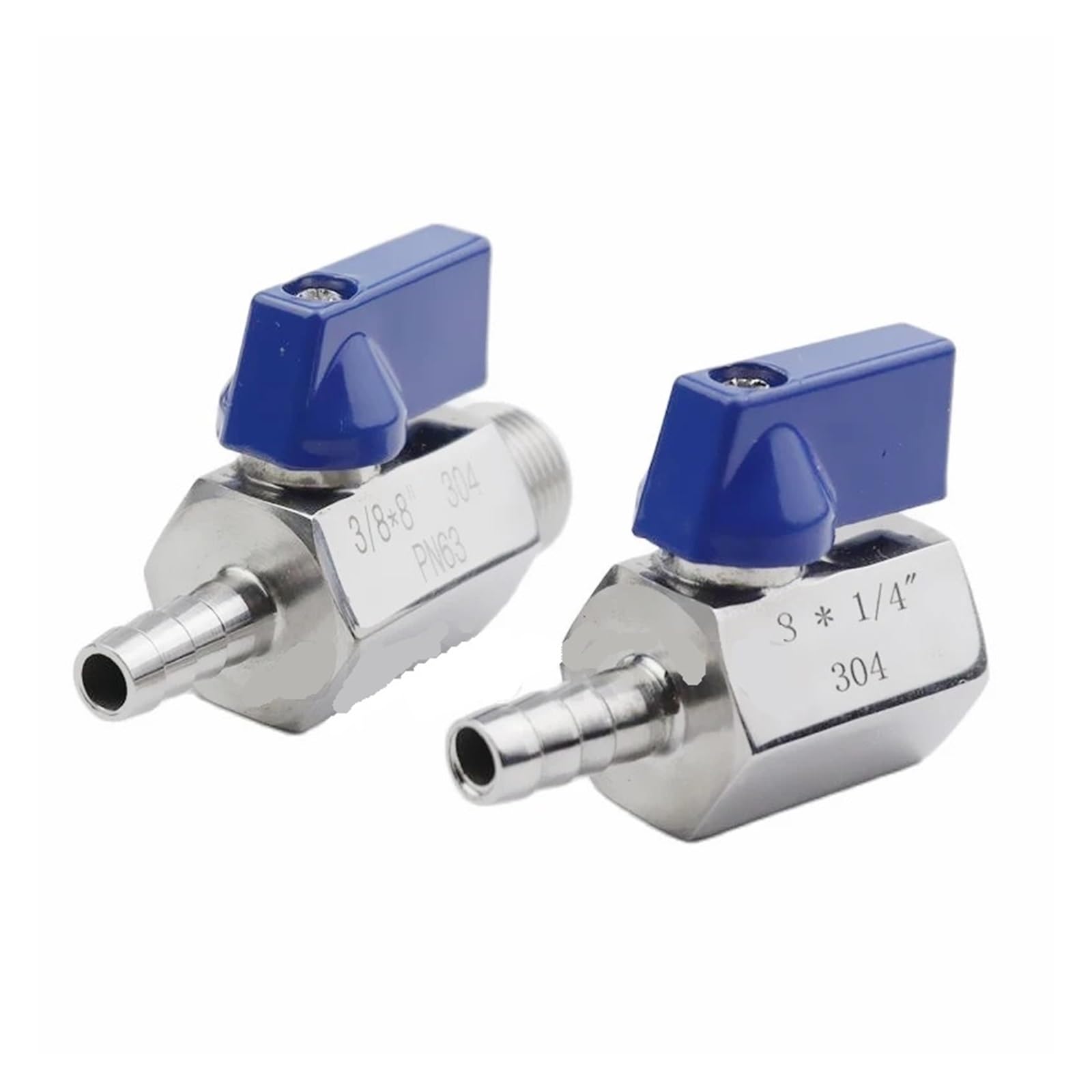 BSP Zawór kulowy ze stali nierdzewnej 1/20.3 cm 1/10.2 cm 3/20.3 cm 1/5.1 cm do 8/10/12 mm adapter pagody żeński męski SS304 sprzęt 2-drożny zawór kulowy (3/20.3 cm, gwint męski_8 mm zadzior)