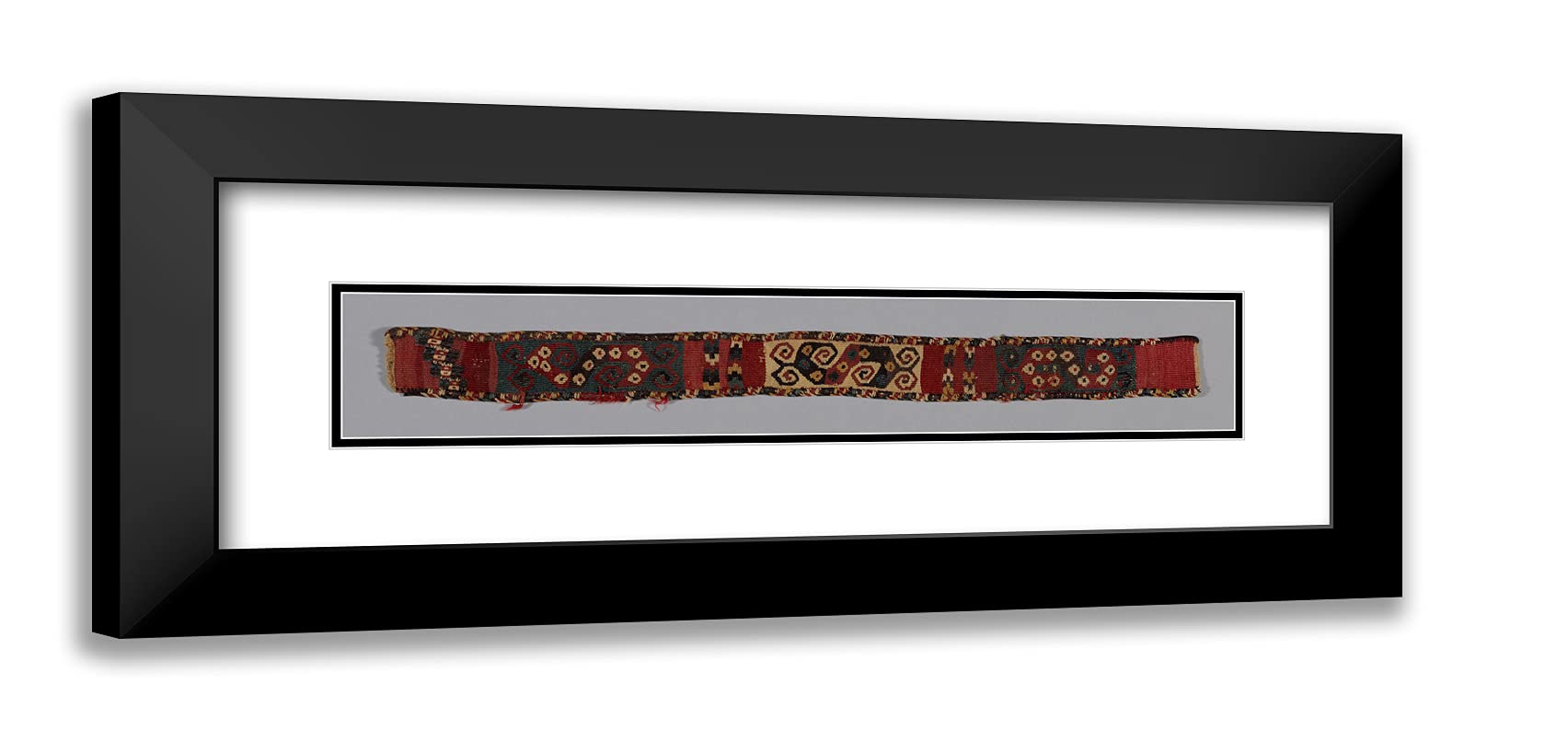 Wari 24x11 Black Modern Framed and Double Matted Art Print Titled Fragment (Headband)