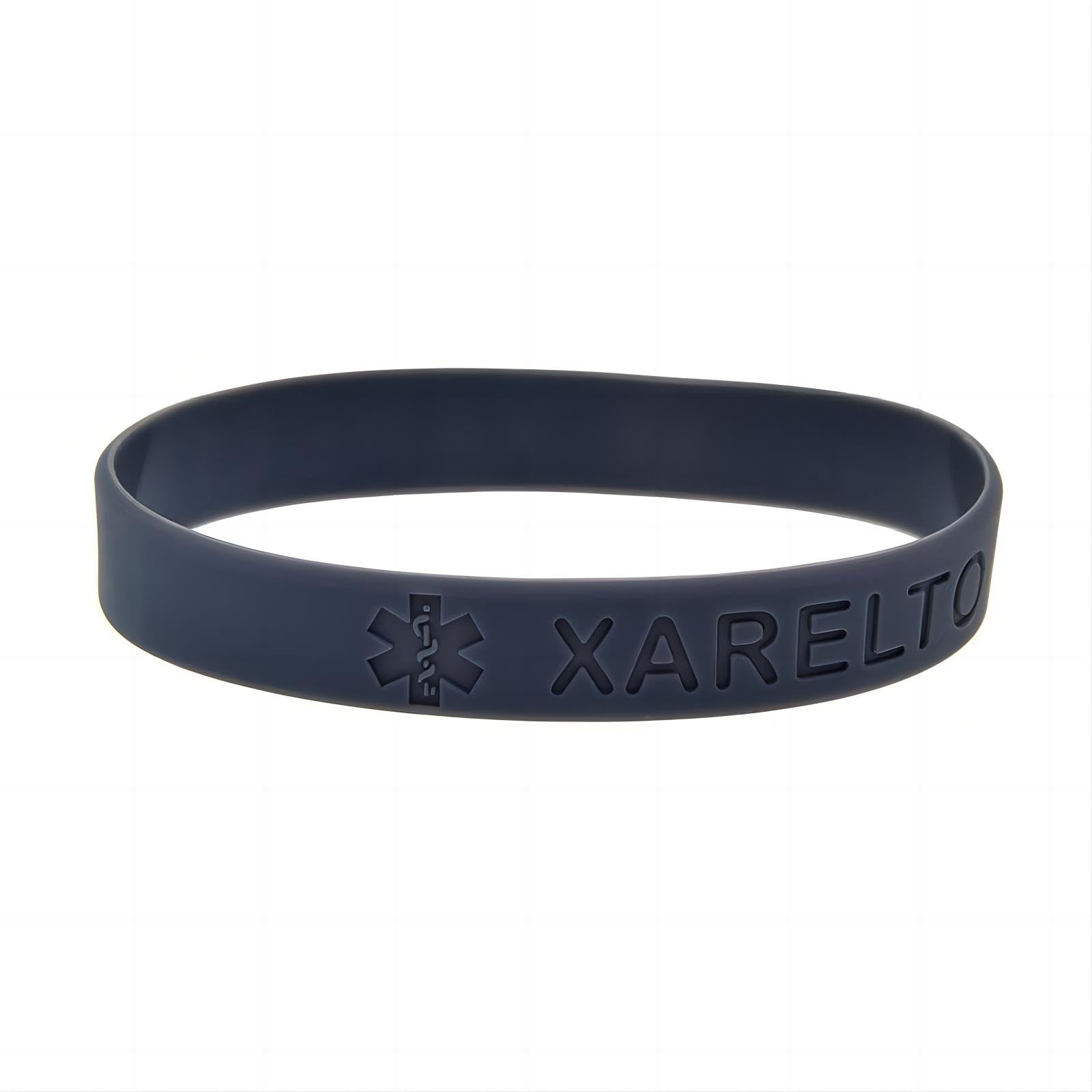 Pulseras de silicona XARELTO de alerta médica, elásticas, para hombres y mujeres, talla única